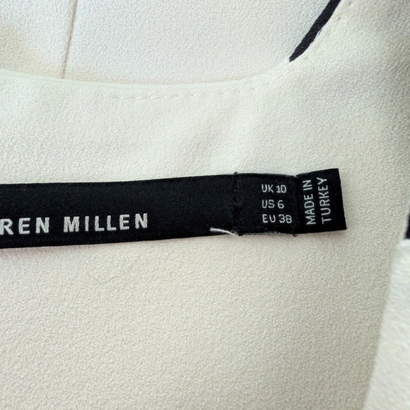 Karen Millen Colorblock Dress | Cream & Black | Size US 6 | Bodycon - Picture 2 of 10